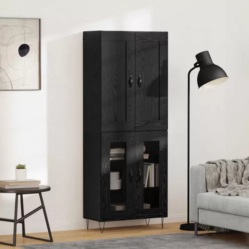 vidaXL Magasfiú Fekete tölgy 69,5 x 34 x 180 cm Faanyag