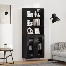 vidaXL Magasfiú 2 pcs Fekete tölgy Faanyag