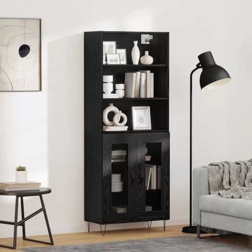 vidaXL Magasfiú 2 pcs Fekete tölgy Faanyag