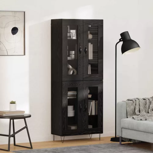 vidaXL Magasfiú Fekete tölgy 69,5 x 34 x 180 cm Faanyag