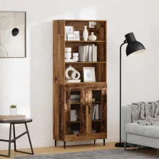   vidaXL Magasfiú Öreg fa 69,5 x 34 x 180 cm Műanyag Fa és Üveg