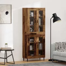 vidaXL Magasfiú 2 pcs Öreg fa Műanyag Fa és Üveg