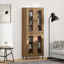 vidaXL Magasfiú 2 pcs Artisan tölgy Műanyag Fa és Üveg