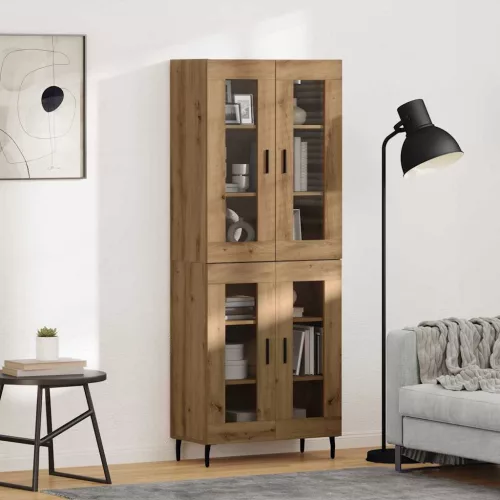 vidaXL Magasfiú 2 pcs Artisan tölgy Műanyag Fa és Üveg