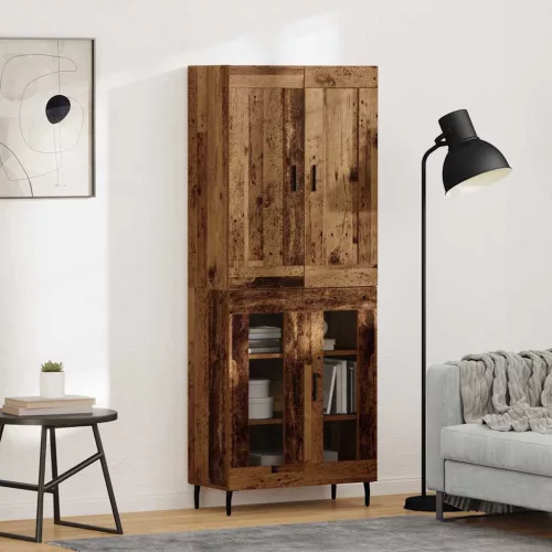 vidaXL Magasfiú 2 pcs Öreg fa Műanyag Fa és Üveg