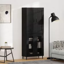 vidaXL Magasfiú 2 pcs Fekete tölgy Műanyag Fa és Üveg