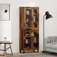 vidaXL Magasfiú 2 pcs Öreg fa Műanyag Fa és Üveg
