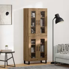 vidaXL Magasfiú 2 pcs Artisan tölgy Műanyag Fa és Üveg