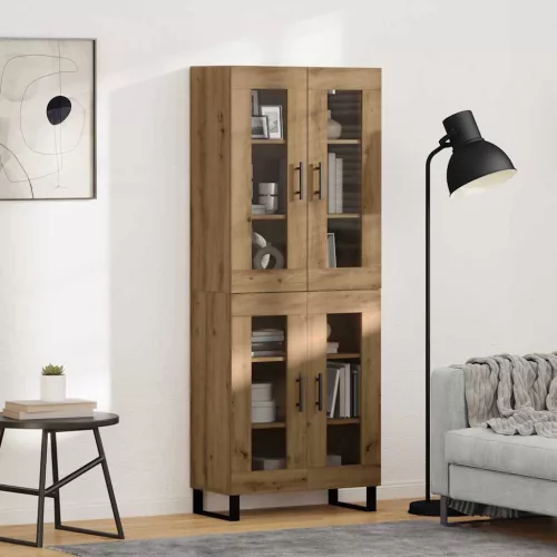 vidaXL Magasfiú 2 pcs Artisan tölgy Műanyag Fa és Üveg