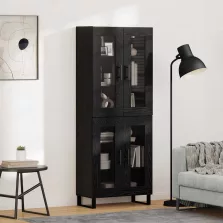 vidaXL Magasfiú 2 pcs Fekete tölgy Műanyag Fa és Üveg