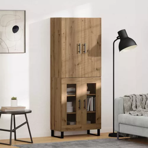 vidaXL Magasfiú 2 pcs Artisan tölgy Műanyag Fa és Üveg