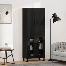 vidaXL Magasfiú 2 pcs Fekete tölgy Műanyag Fa és Üveg