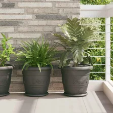 vidaXL Növénycserép 6 pcs Fekete Ø 26 x 21.5 cm Műanyag