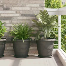 vidaXL Növénycserép 24 pcs Fekete Ø 39 x 32 cm Műanyag