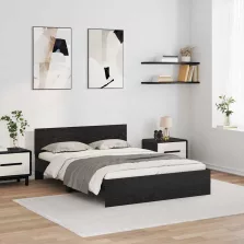   vidaXL Ágykeret LED -es lámpákkal Fekete tölgy 120 x 190 cm Faanyag