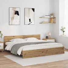   vidaXL Ágykeret LED -es lámpákkal Artisan tölgy 200 x 200 cm Faanyag