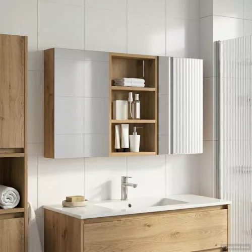vidaXL Fürdőszobai Szekrény Szett 3 pcs 90 x 10,5 x 50 cm Faanyag