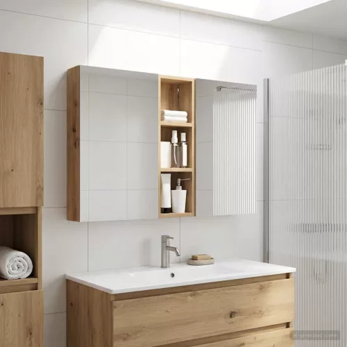 vidaXL Fürdőszobai Szekrény Szett 3 pcs 100 x 10,5 x 60,5 cm Faanyag