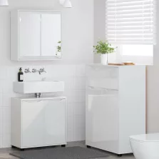   vidaXL Fürdőszoba bútor szett fiókkal 3 pcs Magas Fényű Fehér Faanyag