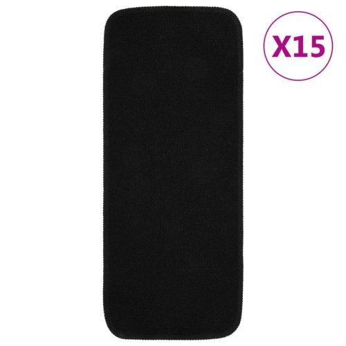 vidaXL 15 db fekete négyszögű csúszásmentes lépcsőszőnyeg 60 x 25 cm