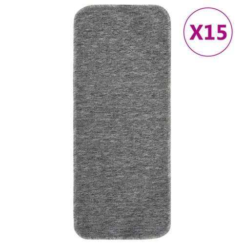 vidaXL 15 db szürke négyszögű csúszásmentes lépcsőszőnyeg 60 x 25 cm