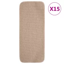   vidaXL 15 db bézs négyszögű csúszásmentes lépcsőszőnyeg 60 x 25 cm