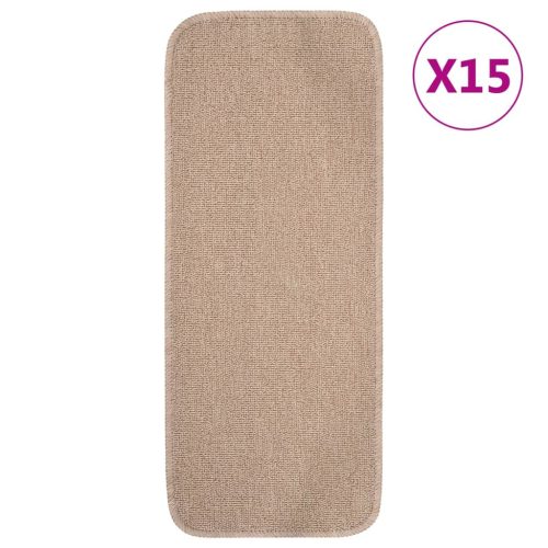 vidaXL 15 db bézs négyszögű csúszásmentes lépcsőszőnyeg 60 x 25 cm