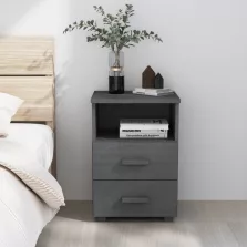  vidaXL HAMAR sötétszürke tömör fenyőfa éjjeliszekrény 40 x 35 x 62 cm