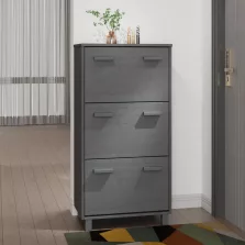   vidaXL HAMAR sötétszürke tömör fenyőfa cipőszekrény 59,5 x 35 x 117 cm