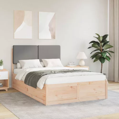 vidaXL Ágykeret Kárpitozott Fejtámlával Világosszürke 120 x 200 cm