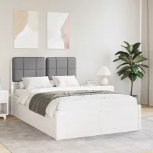   vidaXL Ágykeret Kárpitozott Fejtámlával Világosszürke 120 x 190 cm