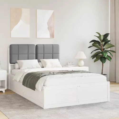 vidaXL Ágykeret Kárpitozott Fejtámlával Világosszürke 120 x 190 cm