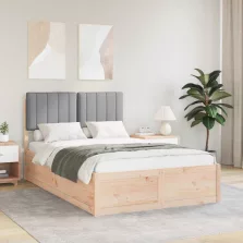   vidaXL Ágykeret Kárpitozott Fejtámlával Világosszürke 120 x 200 cm
