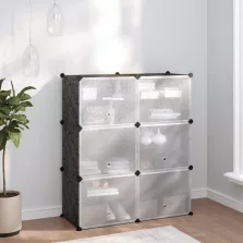 vidaXL fekete polipropilén cipőtartó 84,5 x 31 x 93,5 cm