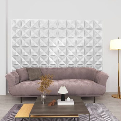 vidaXL 12 darab origami fehér 3D fali panel 50 x 50 cm 3 m²