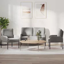   vidaXL Ülőgarnitúrák 3 pcs Világosszürke 115 x 56 x 80 cm Furnér