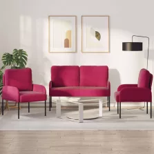   vidaXL Ülőgarnitúrák párnával 3 pcs Bordó 115 x 56 x 80 cm Furnér