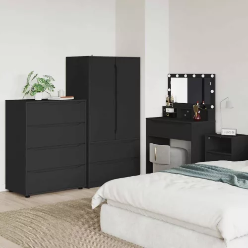 vidaXL Tároló szekrények Fekete 80 x 48 x 105 cm Faanyag