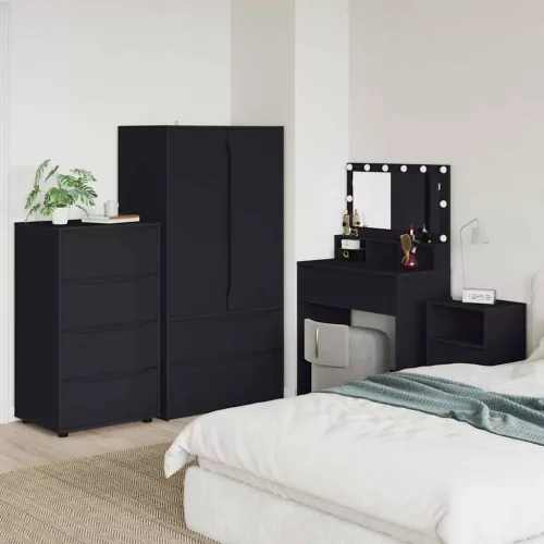 vidaXL Tároló szekrények Fekete 60 x 48 x 105 cm Faanyag