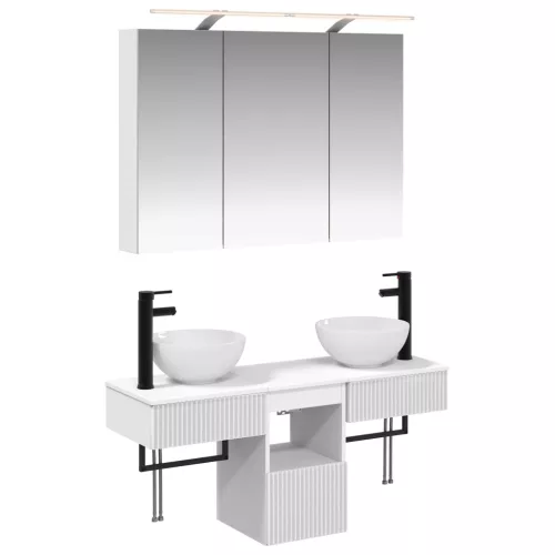 vidaXL Fürdőszobai Szekrény Szett 4 pcs Fehér 100 x 14,5 x 70 cm