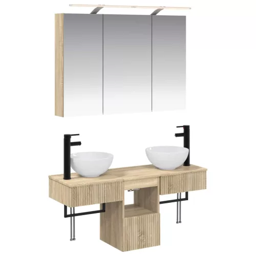 vidaXL Fürdőszobai Szekrény Szett 4 pcs Sonoma Tölgy