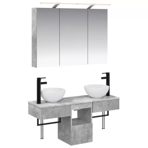 vidaXL Fürdőszobai Szekrény Szett 4 pcs Betonszürke 100 x 14,5 x 70 cm