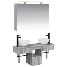 vidaXL Fürdőszobai Szekrény Szett 4 pcs Szürke Sonoma