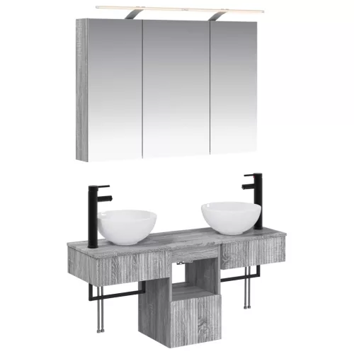 vidaXL Fürdőszobai Szekrény Szett 4 pcs Szürke Sonoma