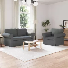 vidaXL Kanapé 2 pcs Sötétszürke
