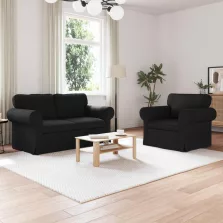 vidaXL Kanapé 2 pcs Fekete