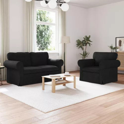 vidaXL Kanapé 2 pcs Fekete