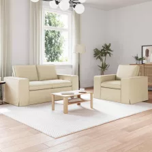 vidaXL Kanapé 2 pcs Krém