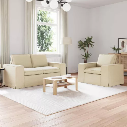 vidaXL Kanapé 2 pcs Krém
