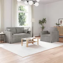 vidaXL Kanapé 2 pcs Világosszürke